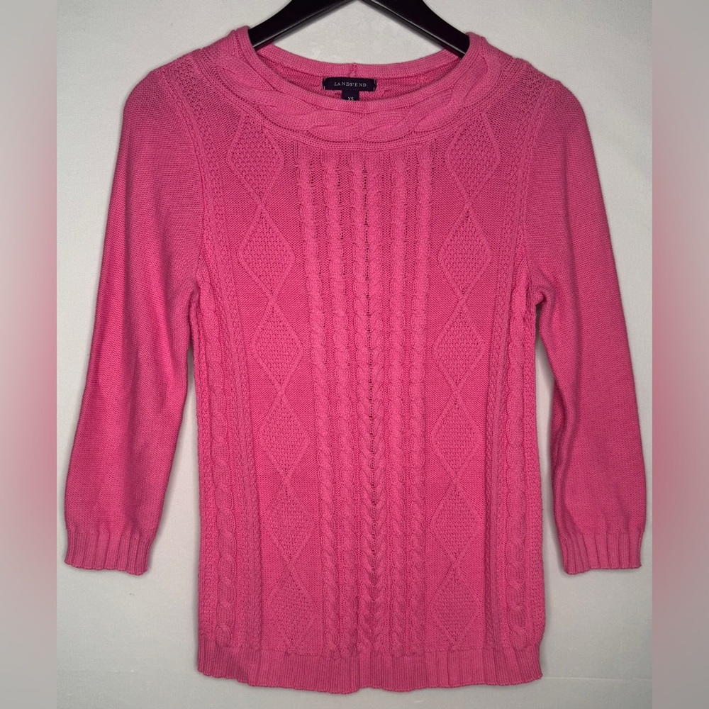 Lands'‎ End Vibrant Pink Cowl Neck Sweater